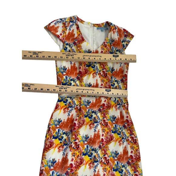 Antonio Melani Floral Print Cap Sleeve Dress With Zipper Accents Size 2 - Picture 9 of 14